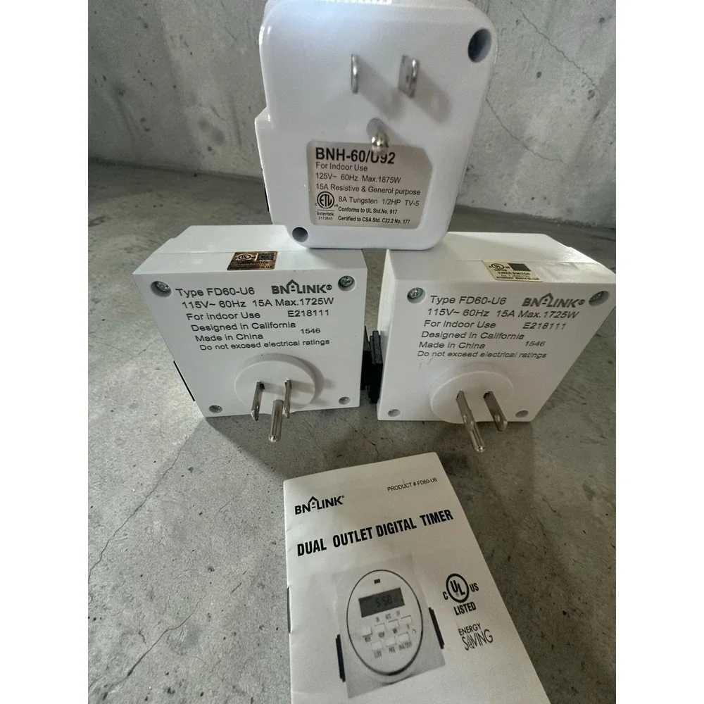 SET OF 2 BN-LINK 7 DAY HEAVY-DUTY DIGITAL‎ PROGRAMMABLE TIMERS Plus Extra 1